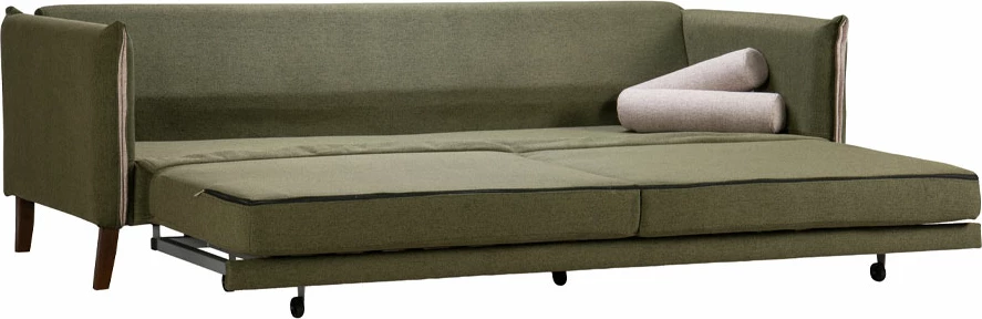 Krevat divan trefësh, ngjyrë ulliri NEVE 39, gri NEVE 80, 230x81x88