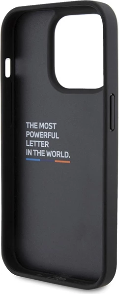 Mbështjellës BMW BMHCP15L22PTDK për iPhone 15 Pro 6.1", Leather Stamp Tricolor, i zi
