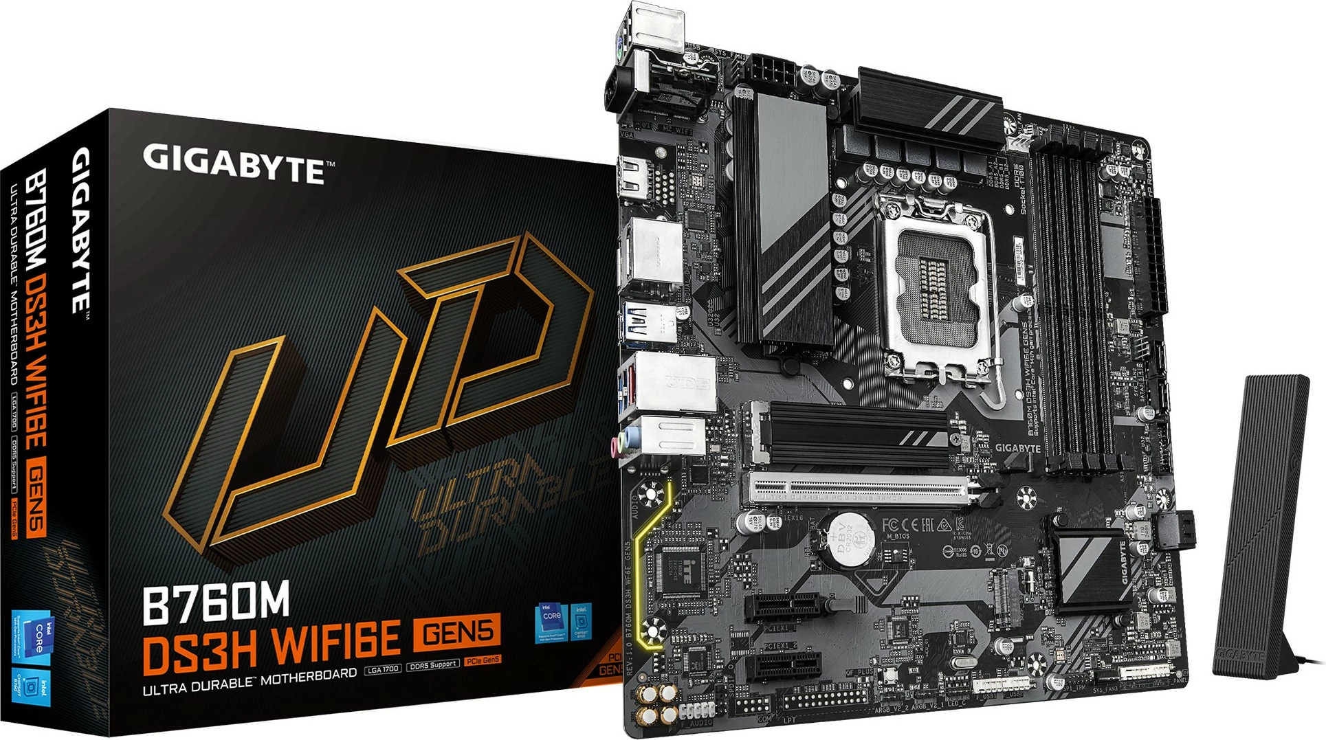 Pllakë amë Gigabyte B760M DS3H WF6E GEN5, micro ATX, PCIe 4.0, WiFi, Bluetooth