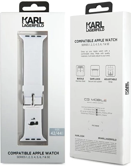 Rrip për Apple Watch Karl Lagerfeld 3D Rubber Choupette Head, silikon, i bardhë