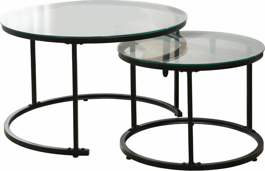 Set tavolinash kafeje Solar, 2 copë, ngjyrë e zezë, 75x75x45 cm