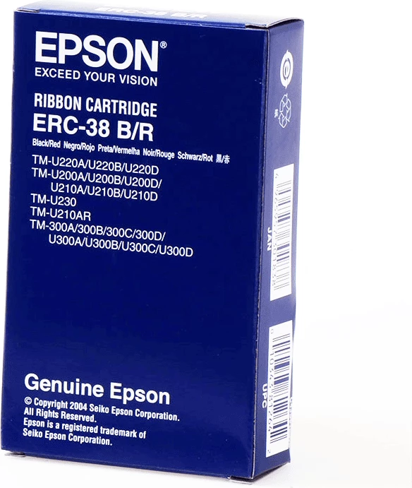 Shirit ngjyrues, Epson, ERC-38 B/R C43S015376, deri 1.5 milion karaktere, dyngjyrësh zi/kuqe