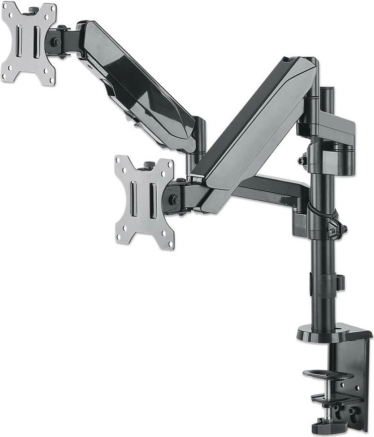 Mbajtëse tavoline për dy monitorë MANHATTAN, krah me gas spring, 17"-32", VESA 75x75/100x100, deri 8kg, gri