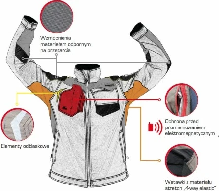 Xhaketë pune LAHTI PRO L4041006, 3XL, fleksibile 4D, e lehtë, kaki/zezë