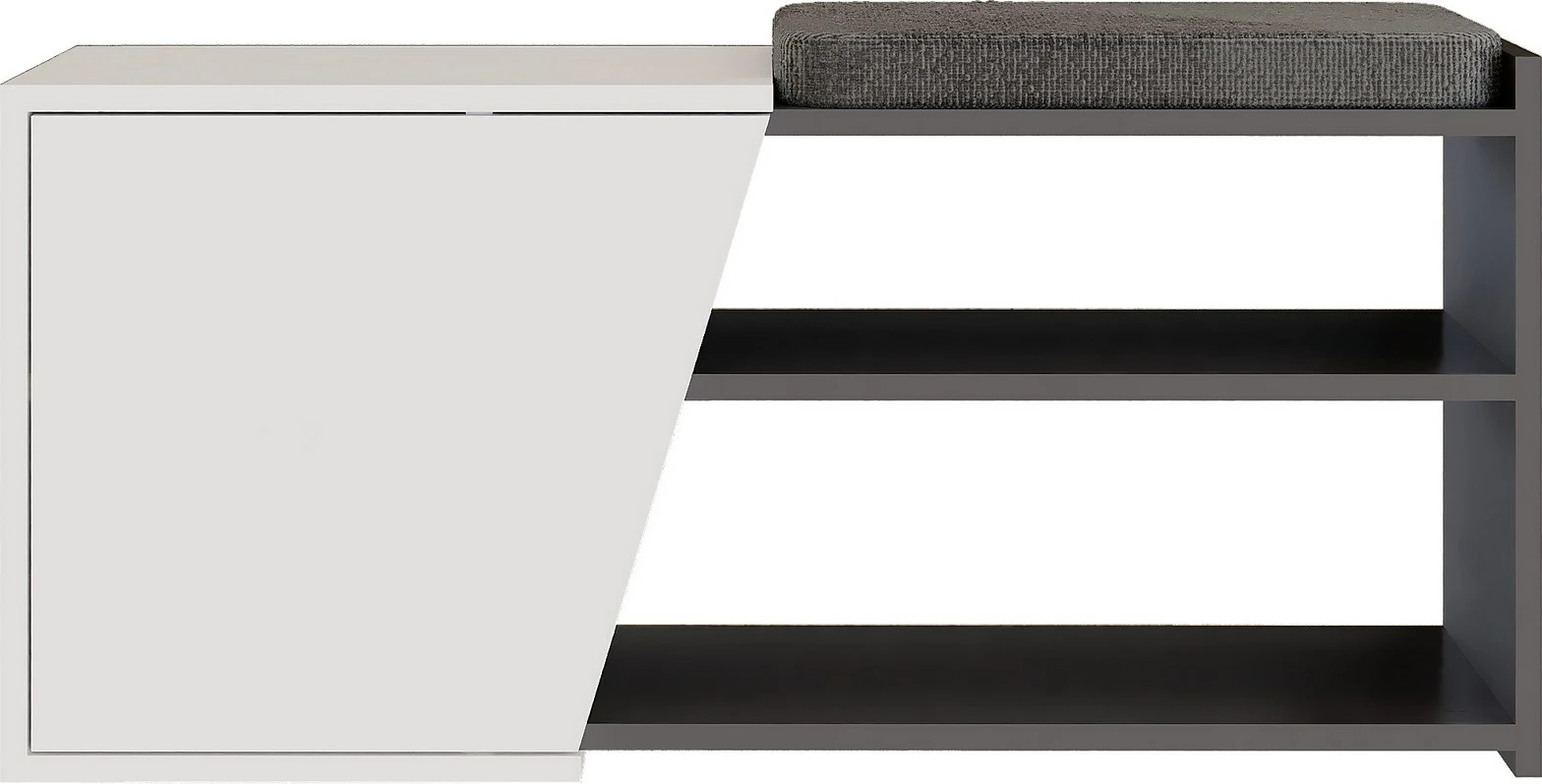 Dollap këpucësh me ulëse Fiona, Skye Decor, antracit, e bardhë