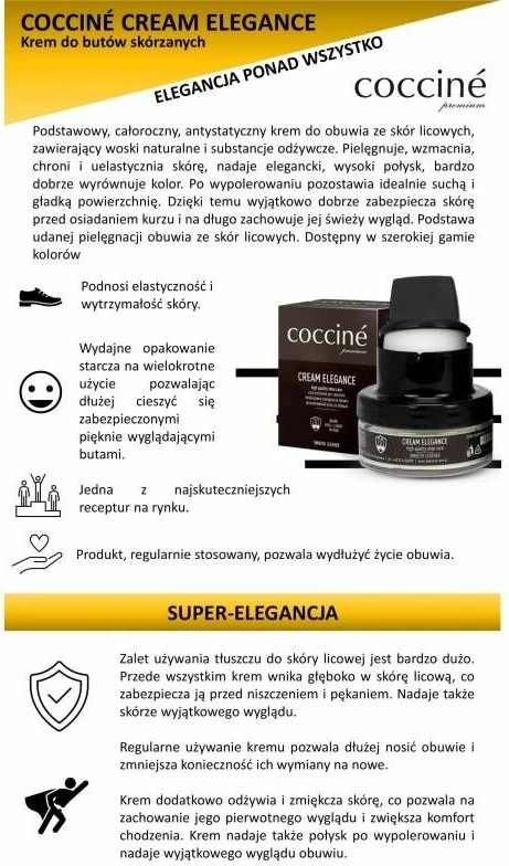 Krem kujdesi për këpucë Coccine Cream Elegance, kafe mesatare