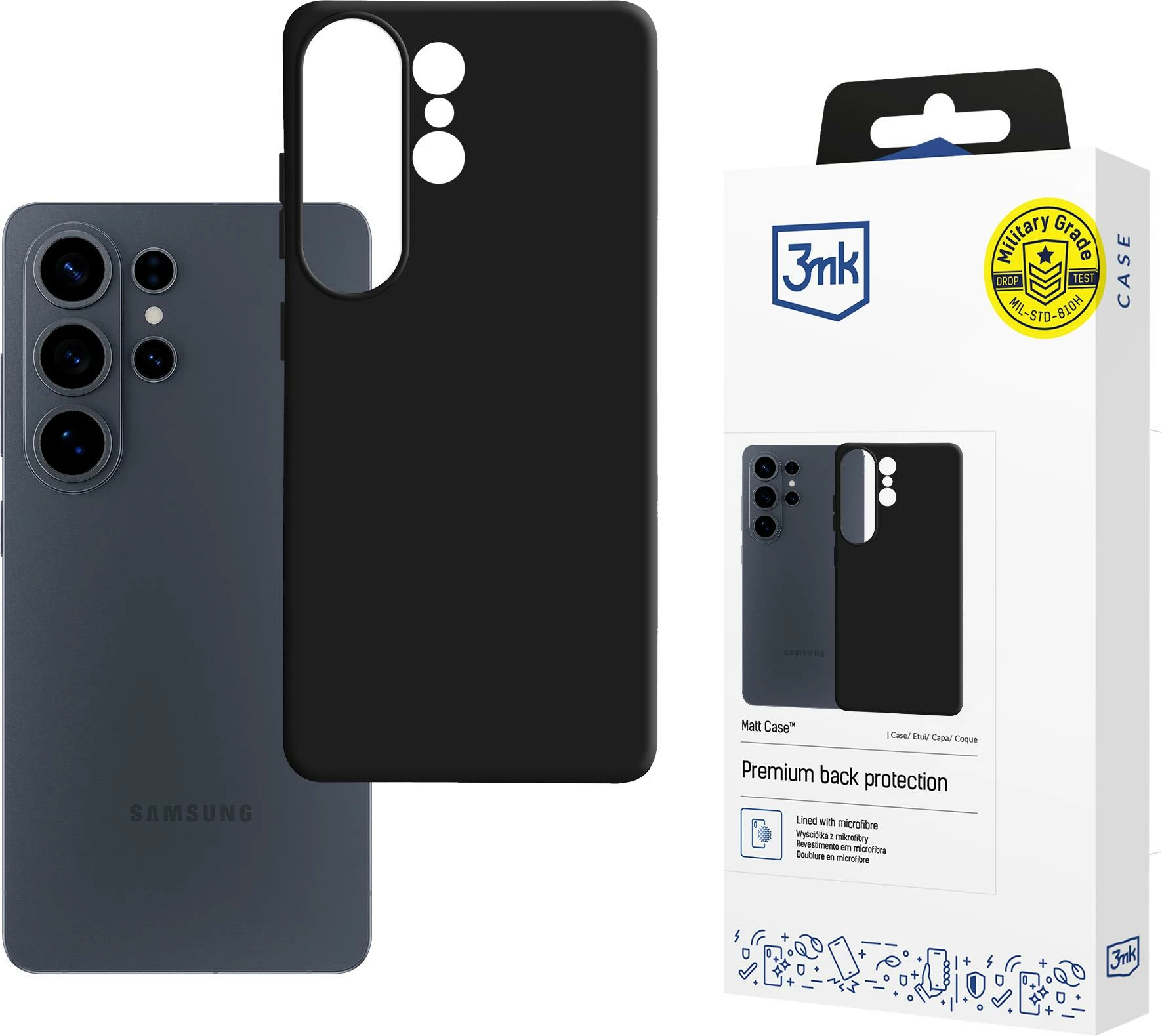 Mbështjellës 3mk Protection Matt Case për Samsung Galaxy S26 Ultra, TPU, mbështetje për karikim wireless, Absorber125, e zezë mat