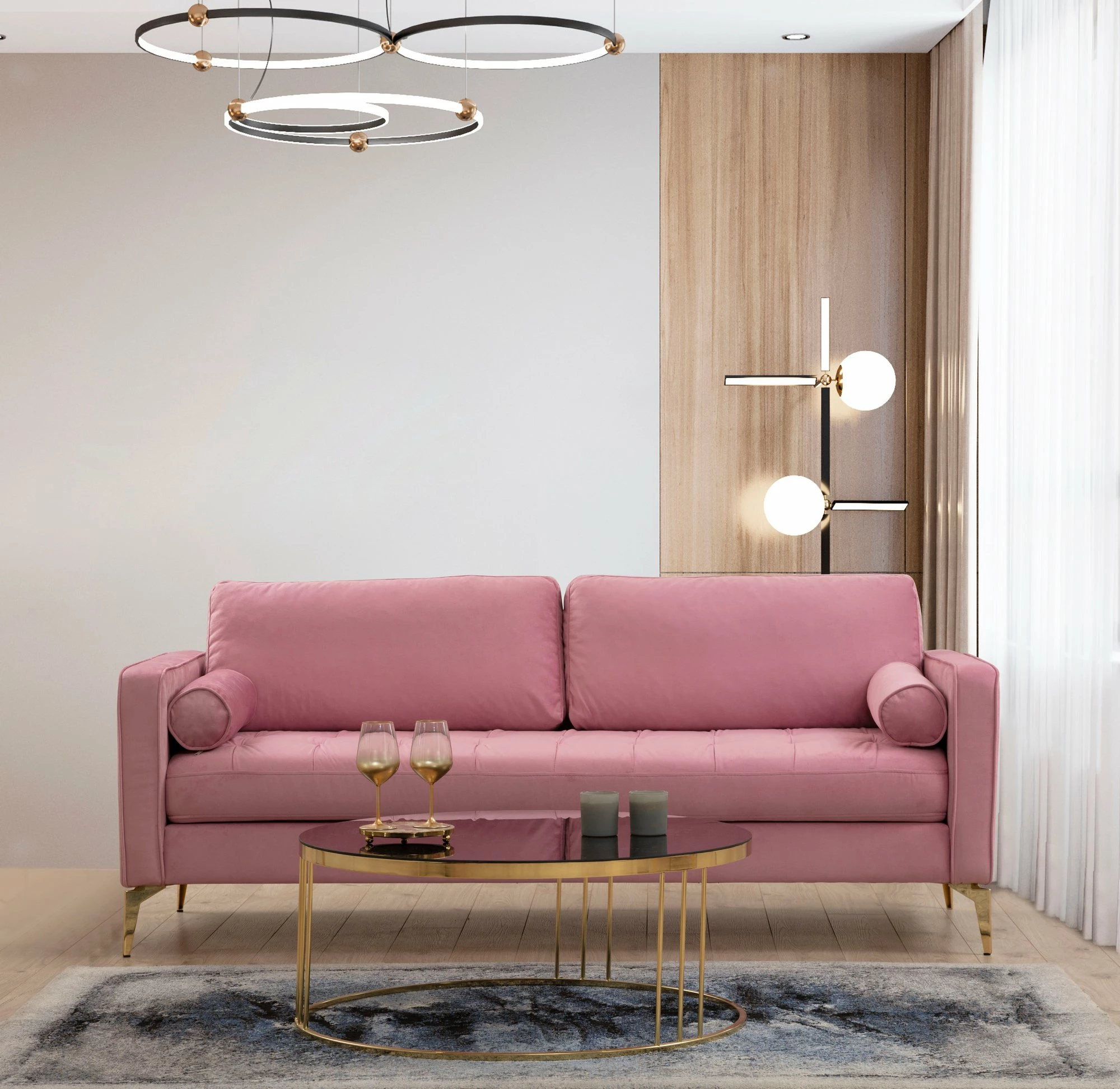 Divan treshe Atelier del Sofa, Rome, ngjyrë rozë e zbehtë