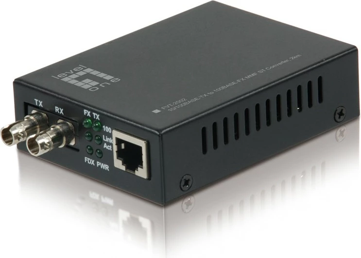 Konvertues media LevelOne RJ45 në ST, Ethernet i Shpejtë, Fibër Multi-Mode, 2km