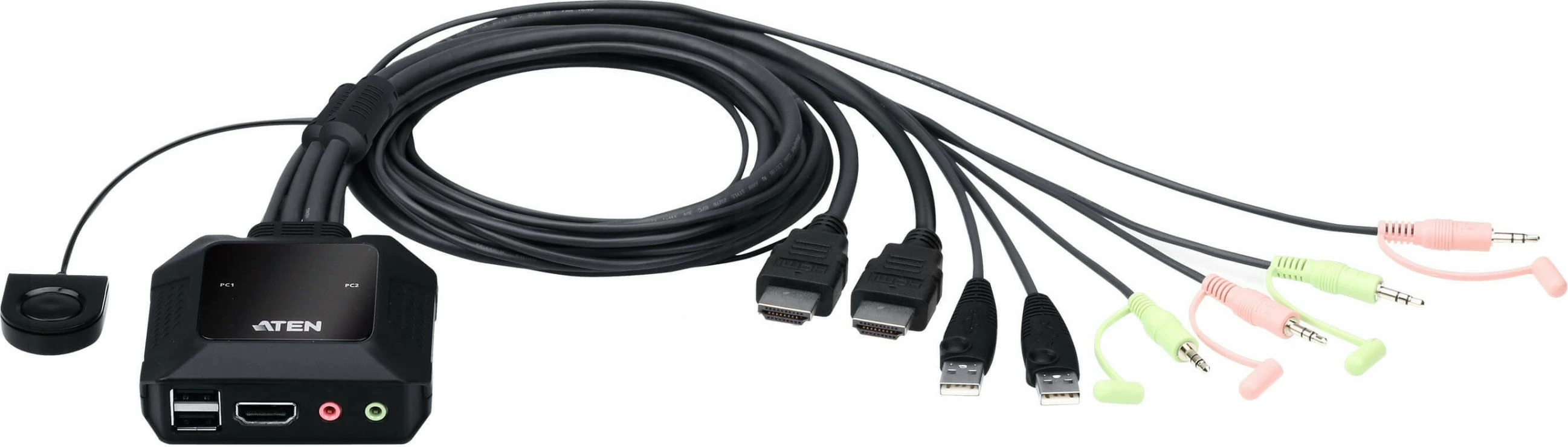 KVM switch ATEN CS22H, 2 porta, USB, HDMI 4K, e zezë