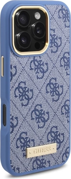 Mbështjellës Guess 4G Logo Plate MagSafe për iPhone 16 Pro, Kaltër