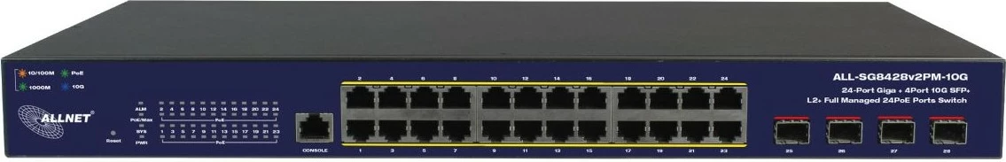 Switch ALLNET ALL-SG8428v2FPM-10G, 24+4 porte, PoE, 10G, i zi
