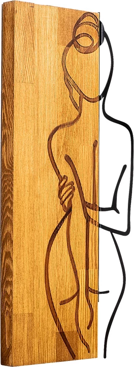 Dekor muri Kelesipo, dru pishe natyrale, metal i zi, 27x3x58cm