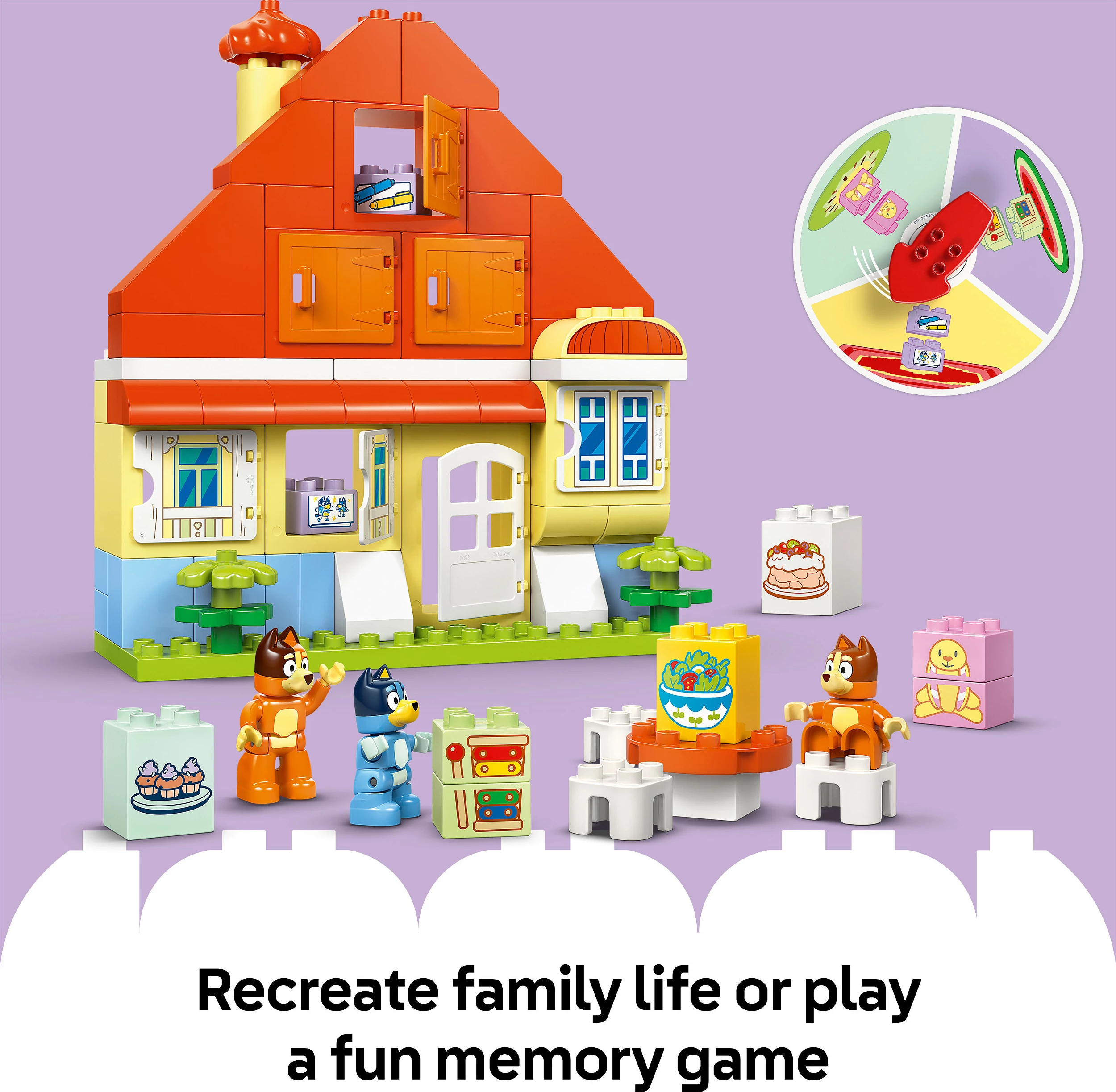 Set ndërtimi LEGO DUPLO 10459 Bluey’s Family House me lojë memorie, 83 copë, multikolor