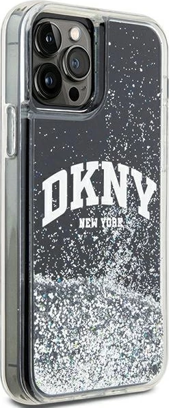 Mbështjellës DKNY Liquid Glitter Big Logo për iPhone 12/12 Pro, i zi