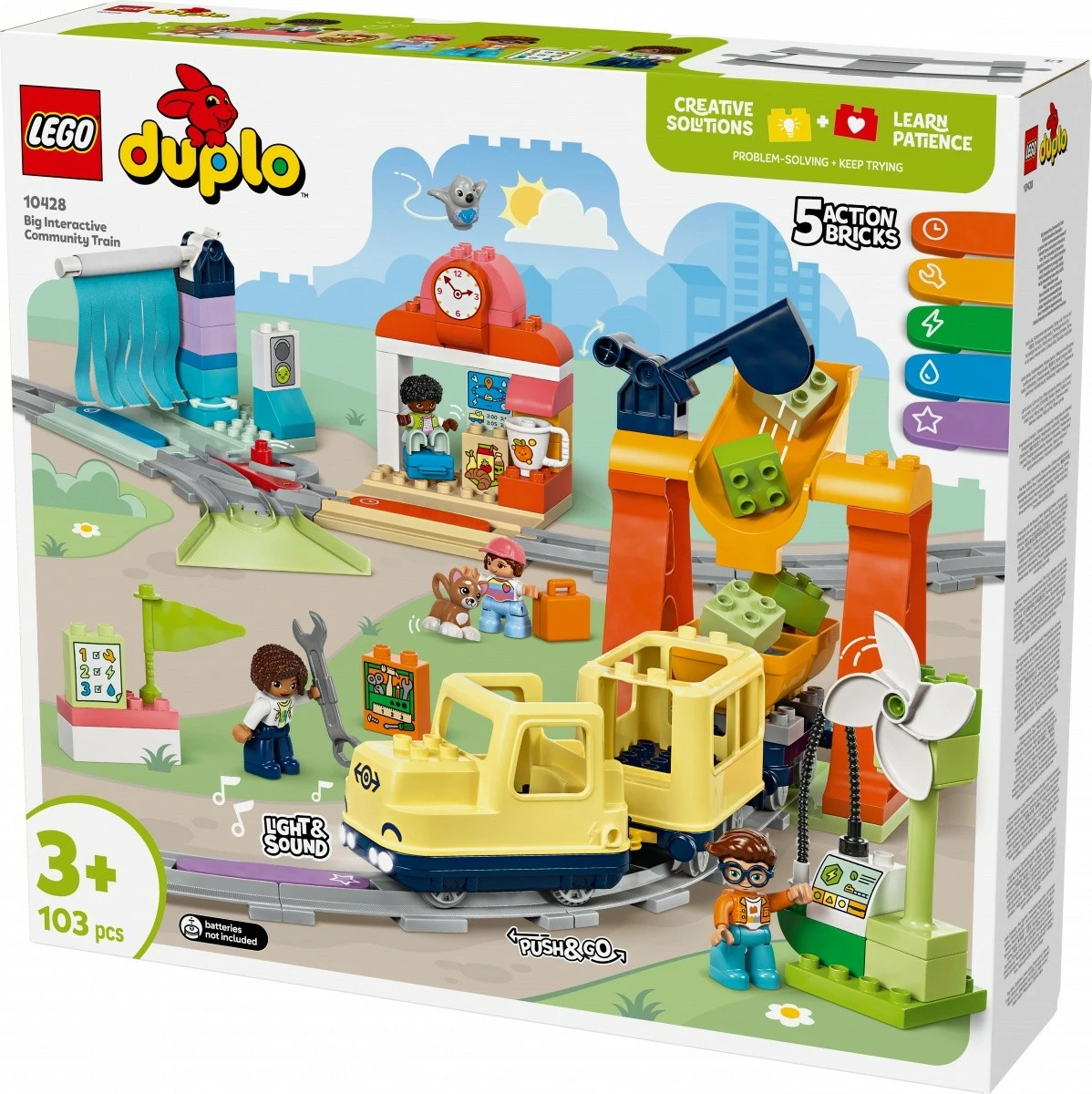 Set lodrash LEGO DUPLO 10428 tren interaktiv i madh, 103 pjesë, shumëngjyrësh