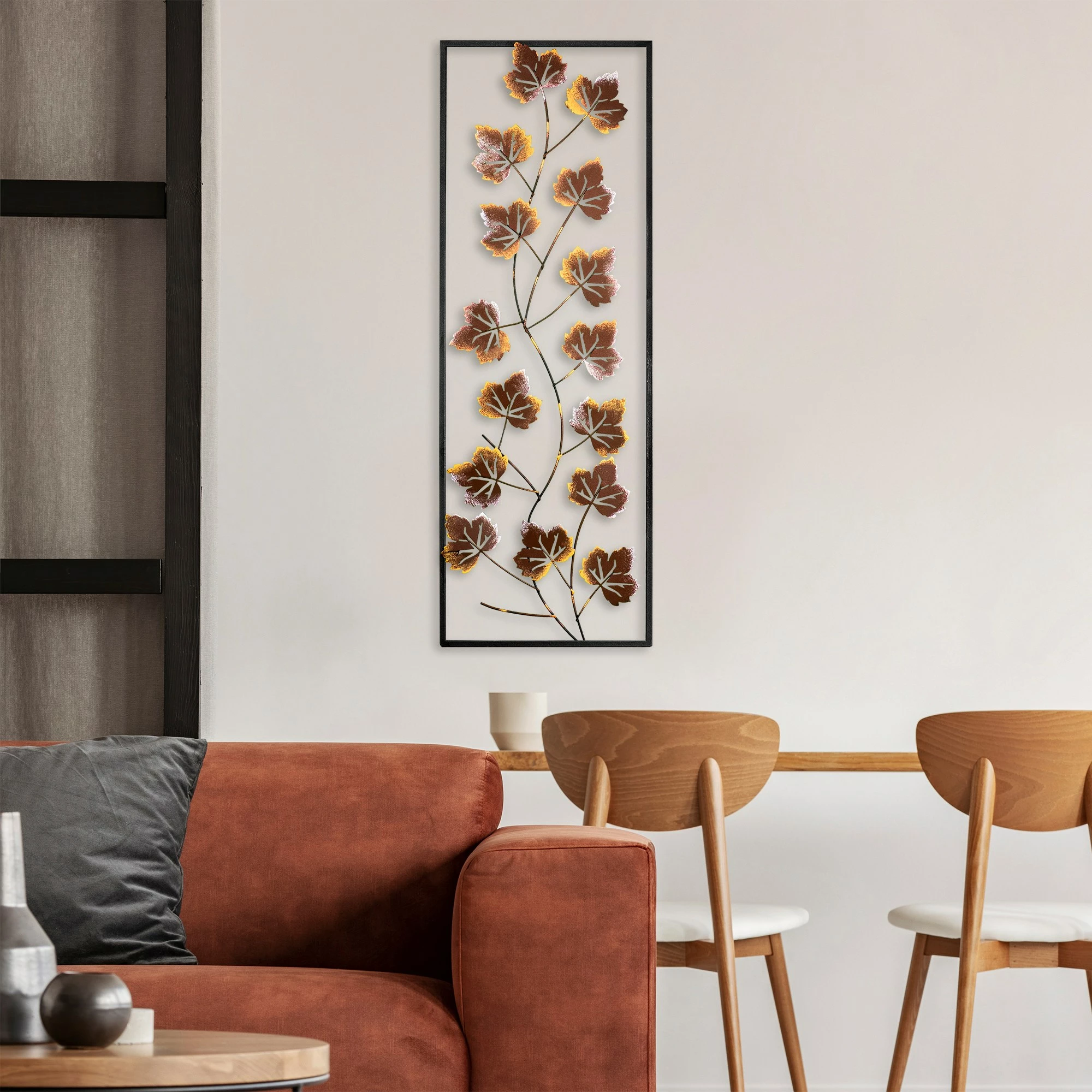 Aksesor dekorativ metalik për mur, Wallity, Platane 3, shumëngjyrësh, 32x90cm