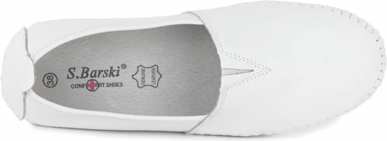 Këpucë të lëkurës për femra S.Barski LR61-7051, të bardha