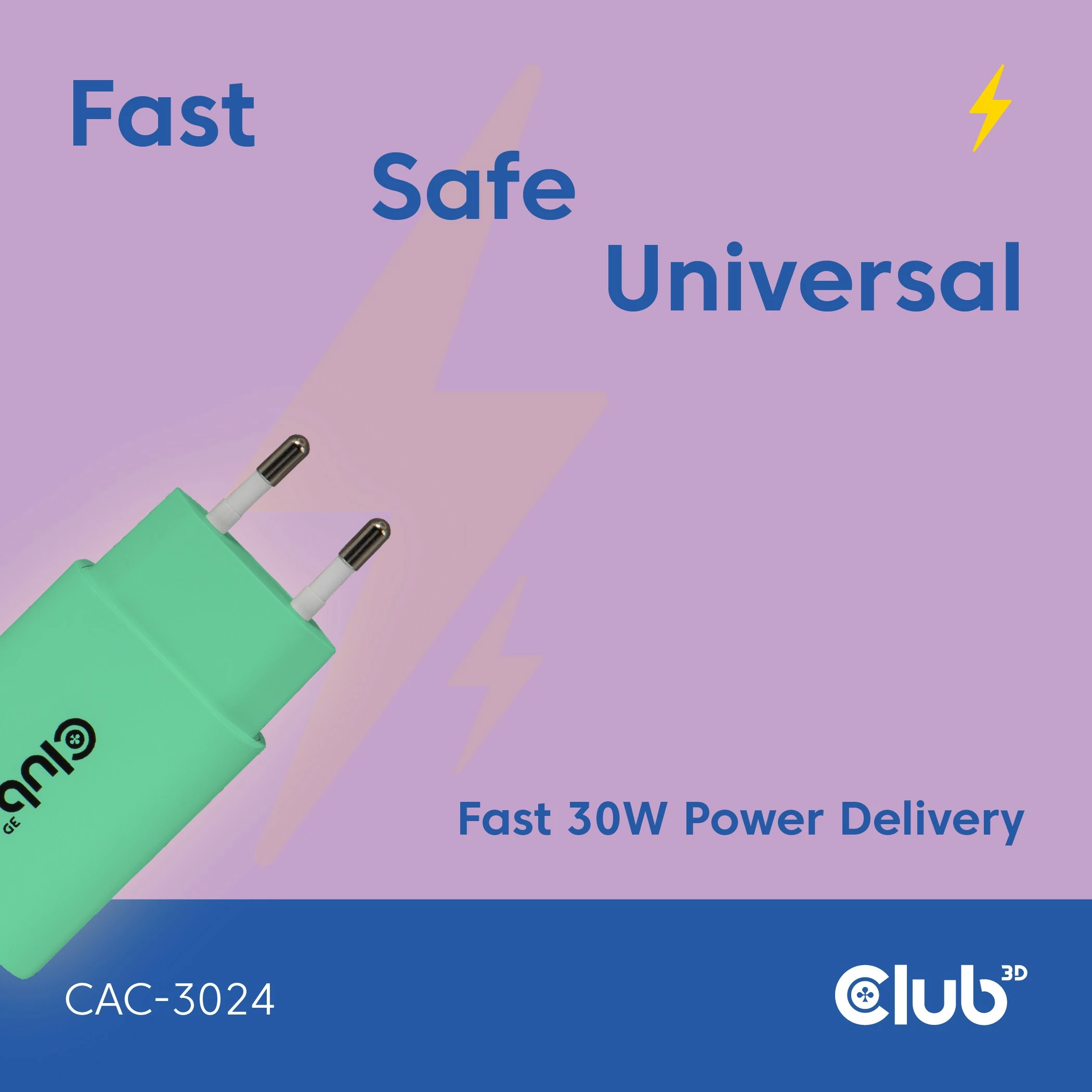 Karikues USB-C Club3D CAC-3024 30W 2 copë gjelbër