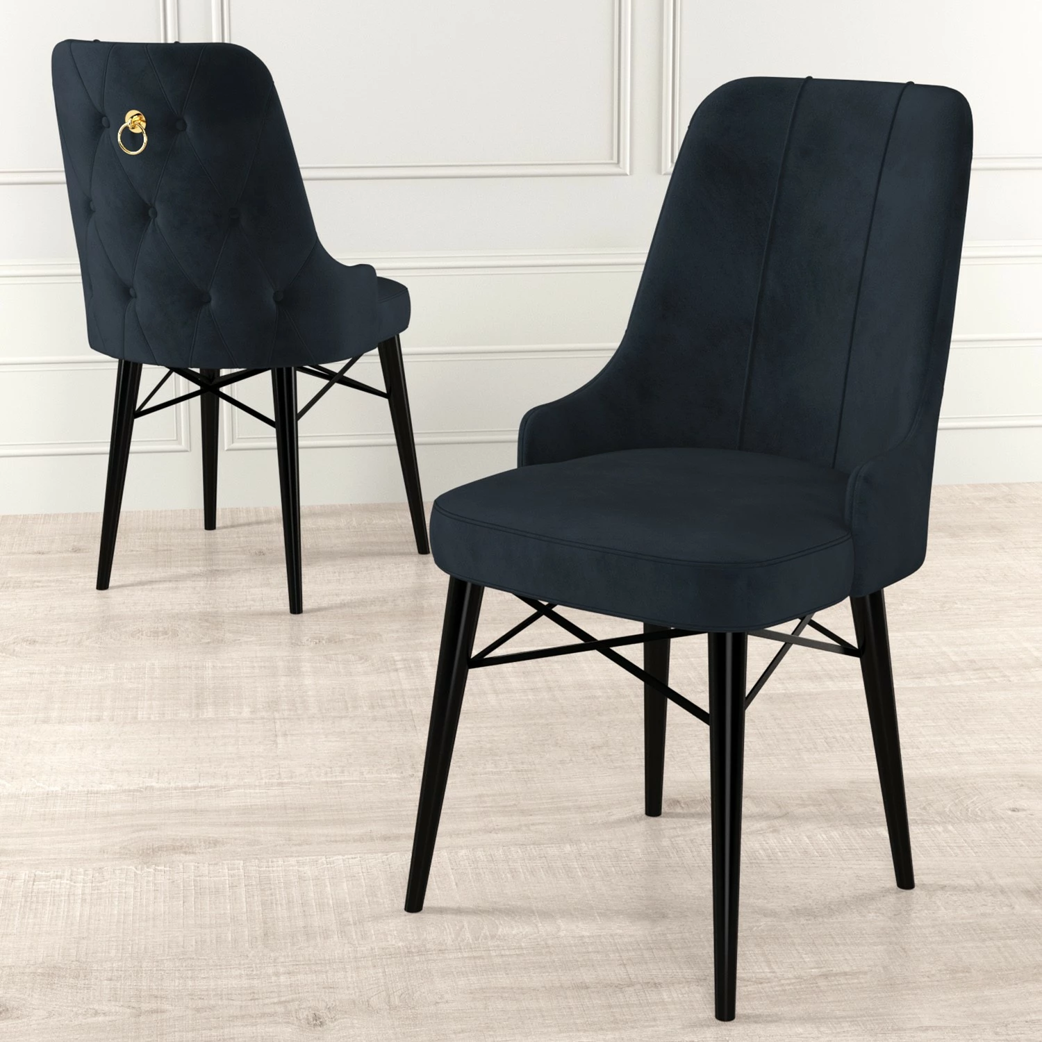 Set karrigash (4 copë), Hanah Home, Pare, antracit, e zezë