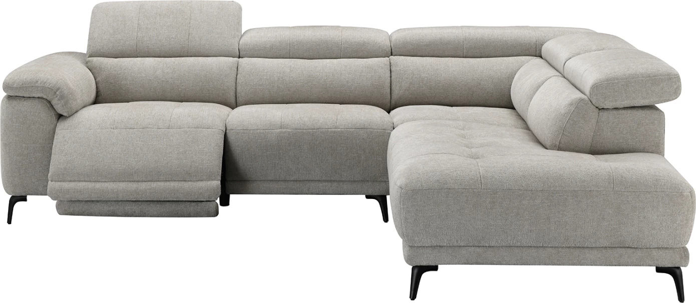 Këndare e djathtë 5-vendëshe me recline, stof bezhë, CD3315.02R, 275x231x77cm