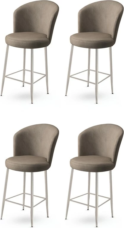 Set karrigesh për bar (4 copë), Hanah Home, Fora, kapuçino, krom