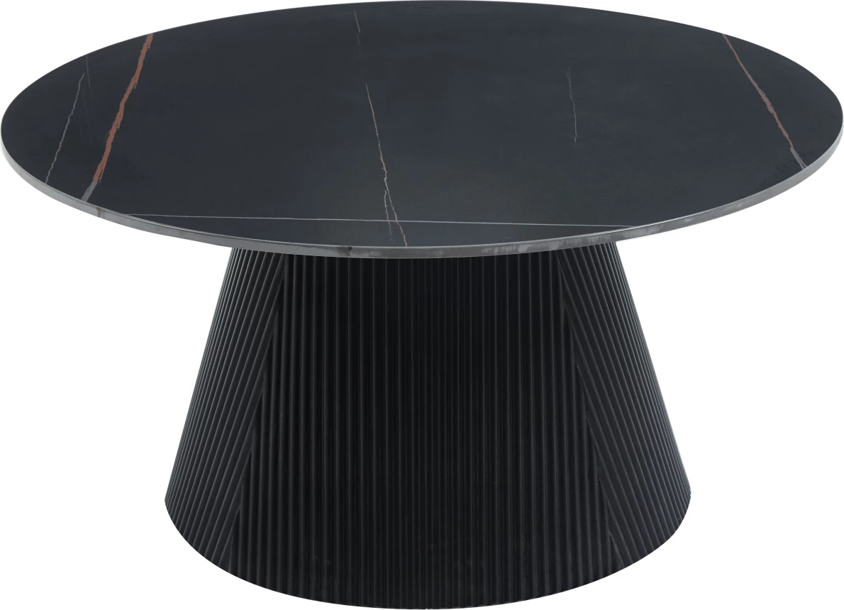 Tavolinë kafeje DUNCAN, sipërfaqe qeramike, bazë MDF, ngjyrë e zezë, Φ80x41H cm.