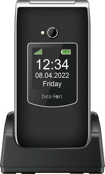 Celular me kapak bea-fon SL605, 2.4", Bluetooth, USB-C, me bazë karikimi, i zi