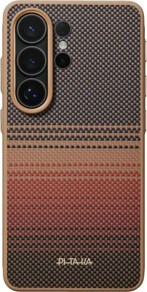 Mbështjellës Pitaka KS2601U për Samsung Galaxy S26 Ultra, fibër aramidi, 1.2 mm, kafe/portokalli 5