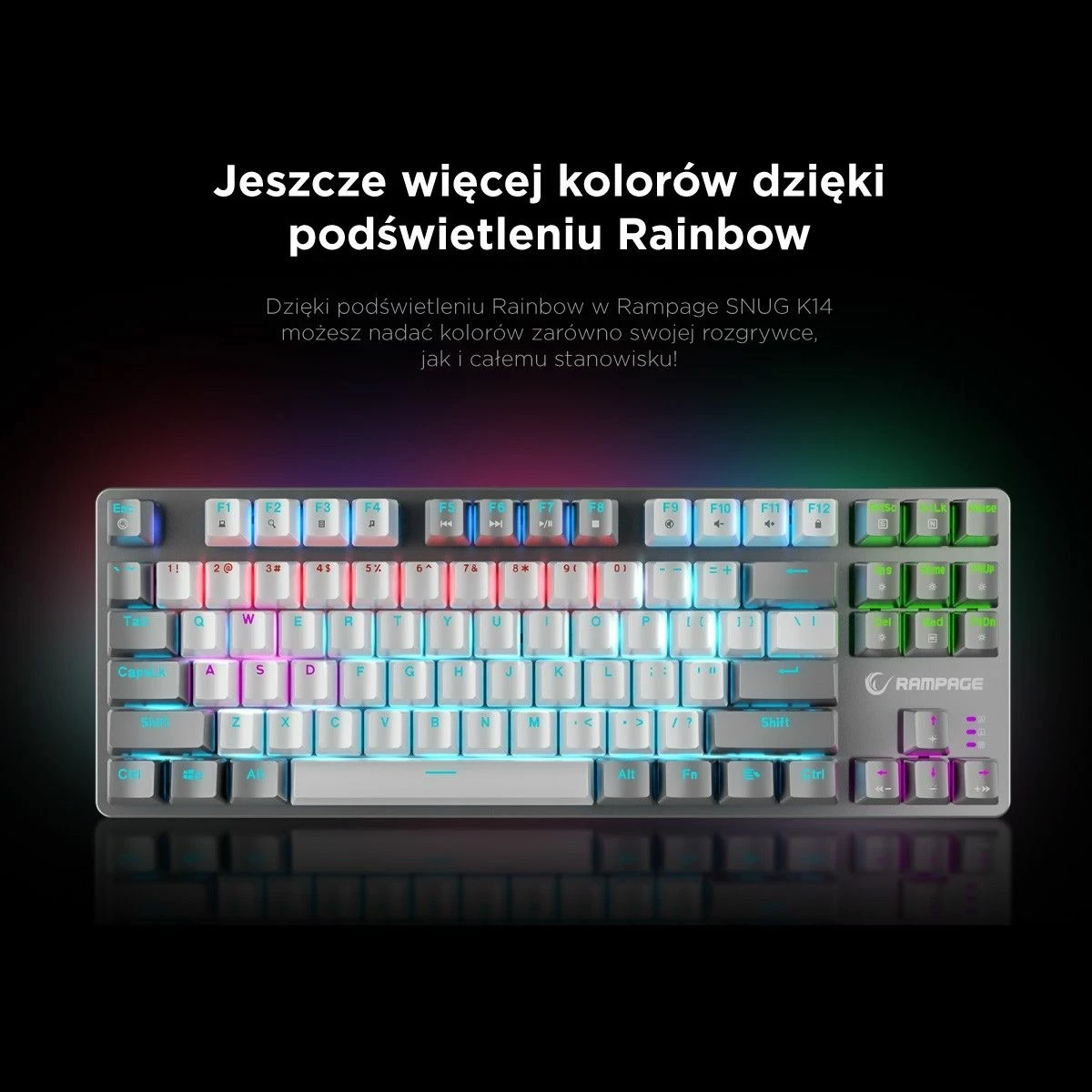 Tastierë mekanike gaming Rampage Snug RGB KRGD Red, 80%, anglisht, bardhë-gri