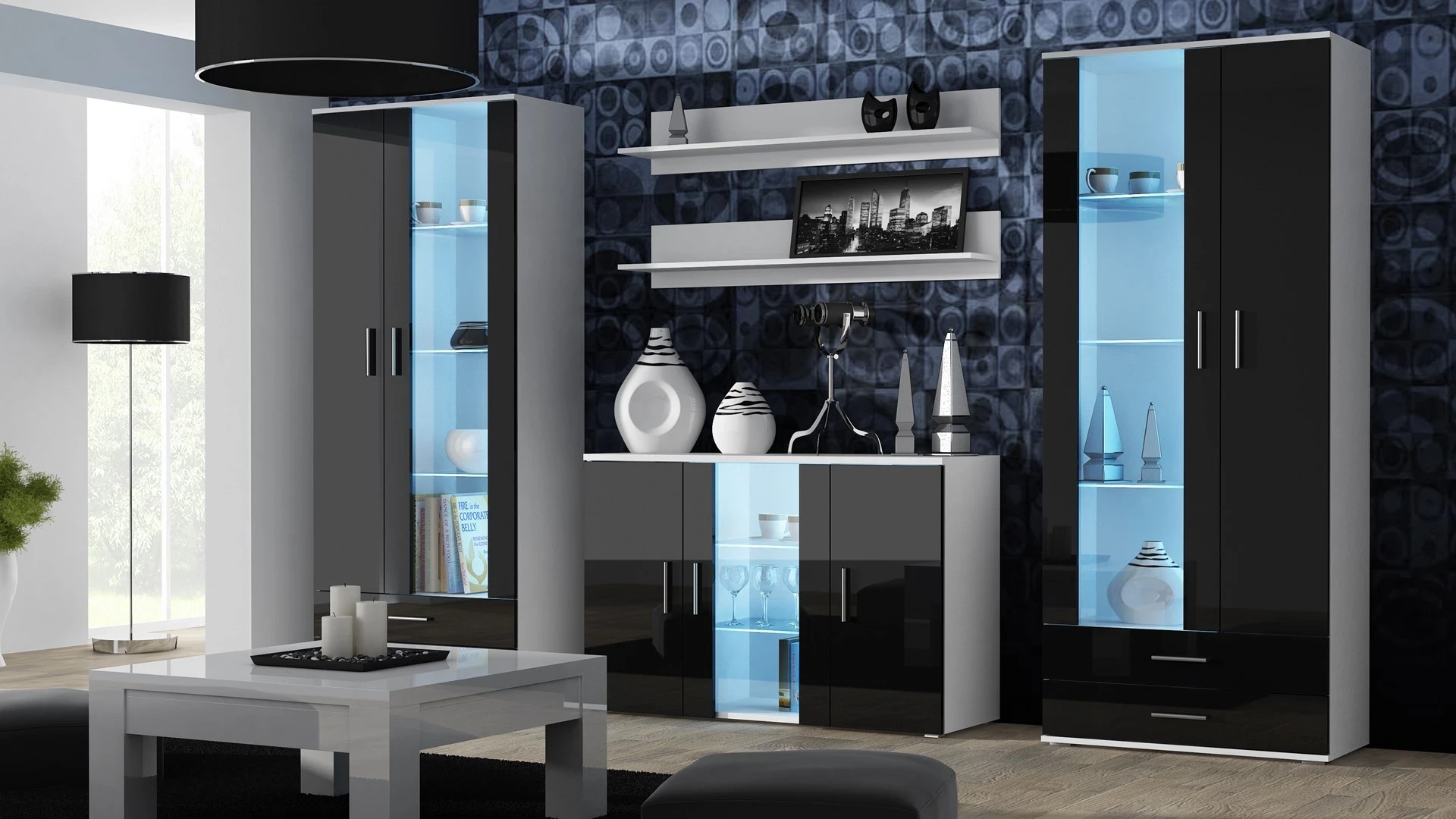 Rafte Cama, 125cm, 2 copë, të bardha mat