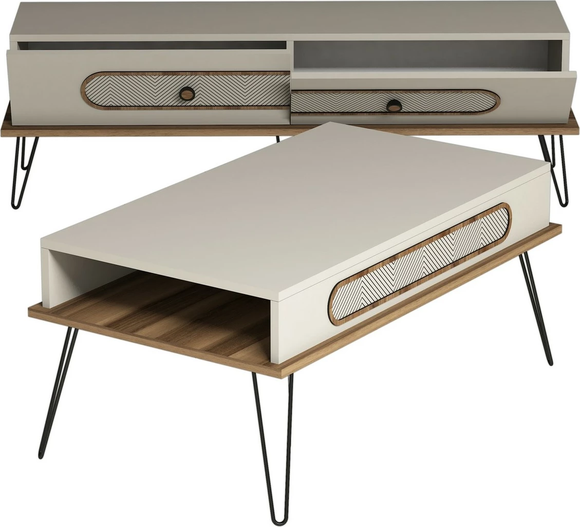 Set mobiljesh për dhomë dite Skye Decor, Ekol, krem