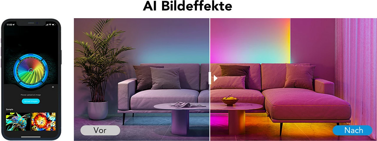 Shirit LED Govee Strip Light S, 5 m, Wi‑Fi/Bluetooth, Matter Ready, 16M ngjyra, i bardhë