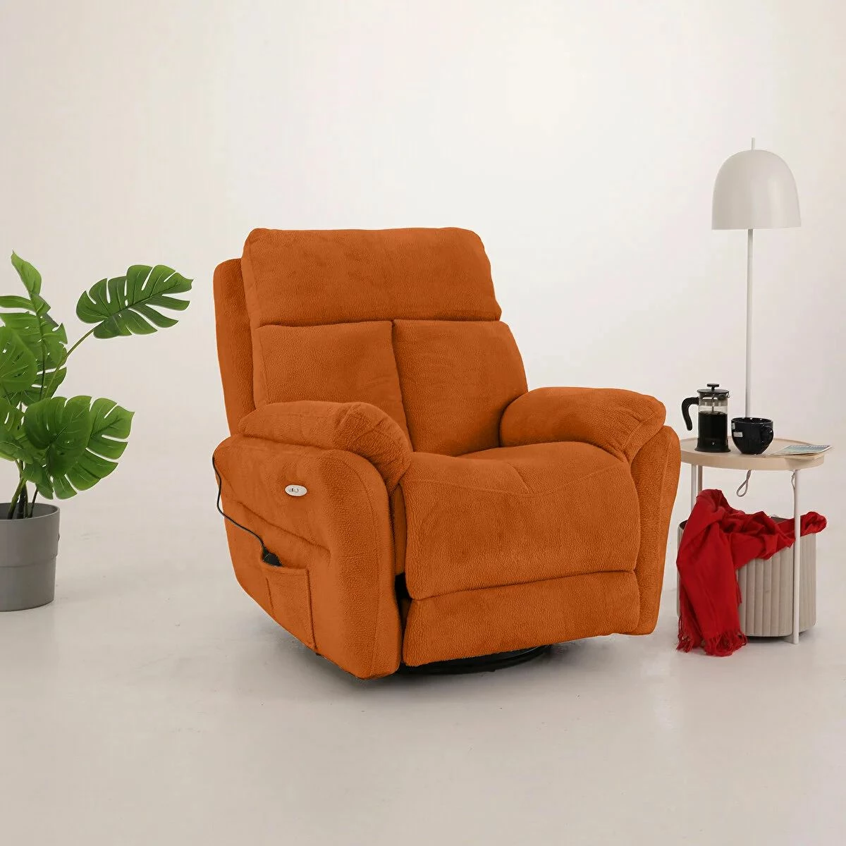 Karrige relaksuese Comfera elektrike, ngjyrë e kuqe tullë, Atelier del Sofa