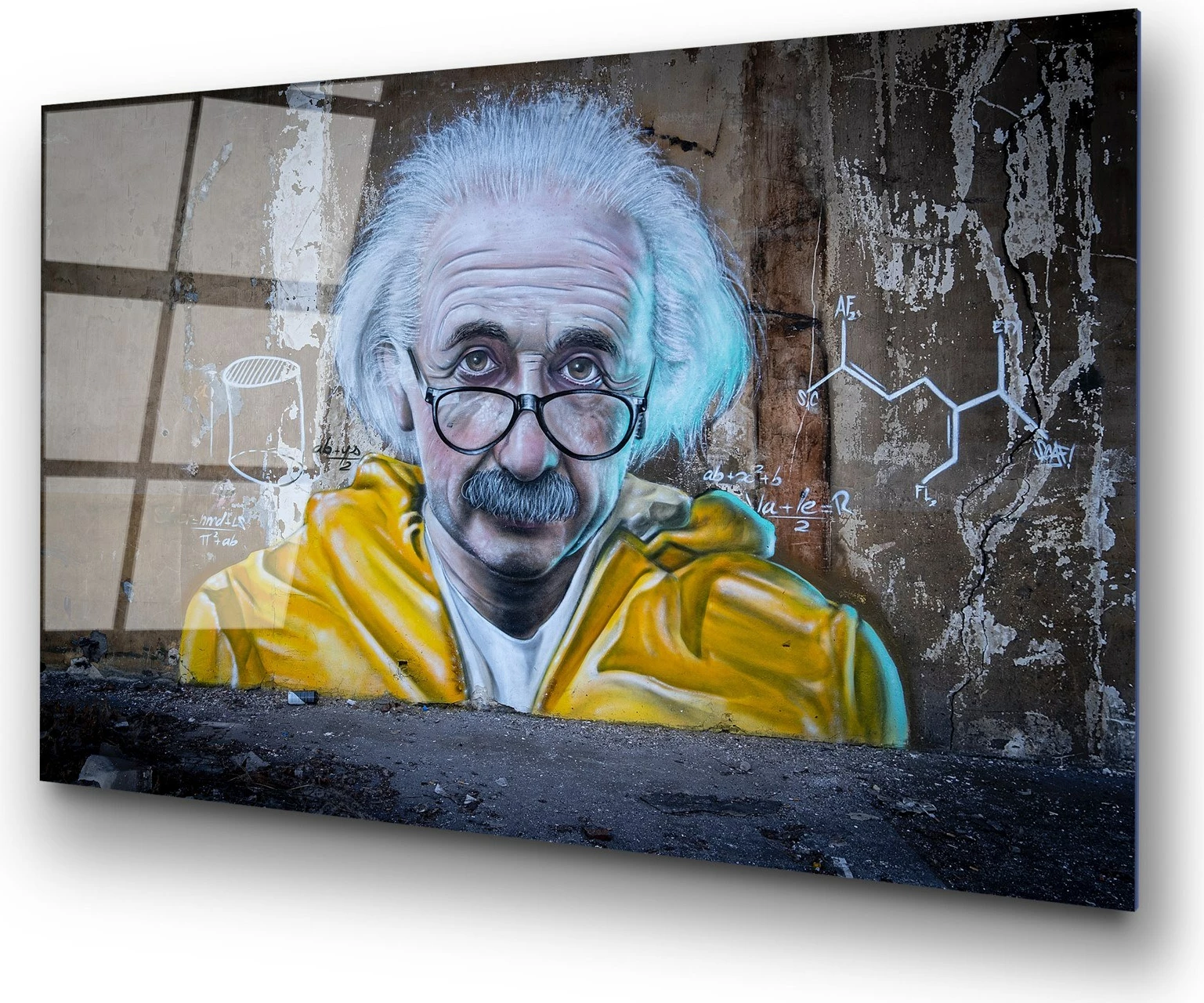 Pikturë dekorative xhami e temperuar, Banksy, shumëngjyrëshe, 45x65cm