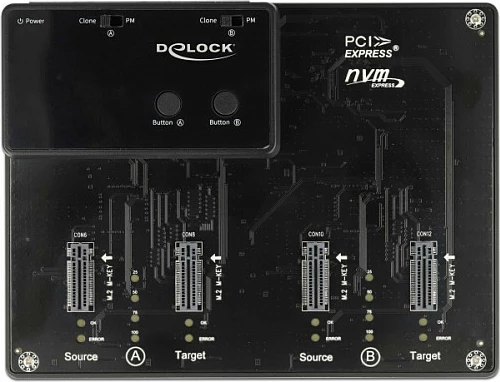 Docking station DeLOCK M.2 për 4x NVMe PCIe SSD, USB-C 10 Gbit/s, me klonim, e zezë