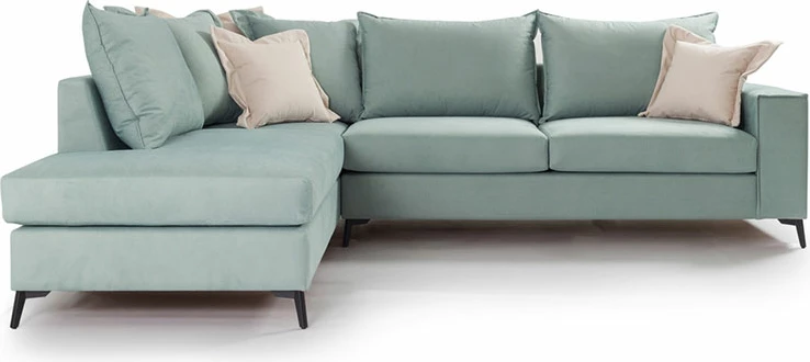 Kënd divani Romantic, kënd i djathtë, stof ciel-krem, 290x235x95cm