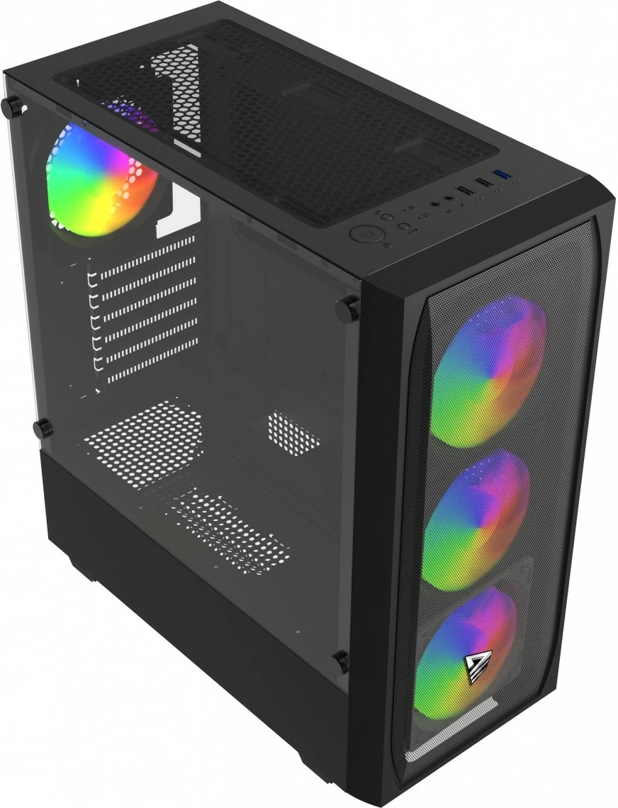 Kasë, Savio, NOCTIS FLOW RGB X1, Midi Tower, ATX, 4x 120 mm RGB PWM, USB-A 3.1 Gen1, e zezë