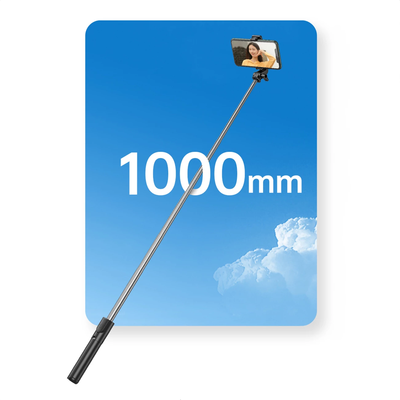 Selfie stick Wozinsky WHS1Y me tripod, 1m, me mbajtës telefoni, e zezë