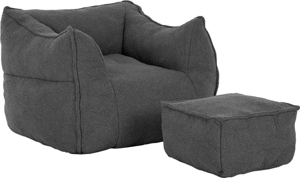 Set ulëse Sponge me këmbështetëse, ngjyrë gri e errët, 95x102x73cm