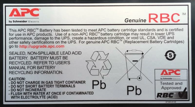 Bateri zëvendësuese UPS, APC, RBC48 Replacement Battery Cartridge #48, plumb‑acid, e montuar, e zezë