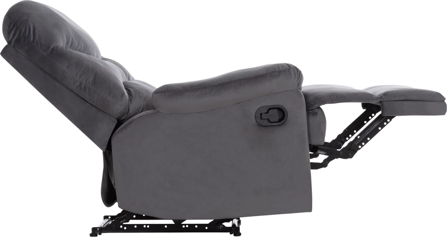 Fotel me recliner manual BRAYLEN, kadife gri, FH3298.01, 85x90x95cm