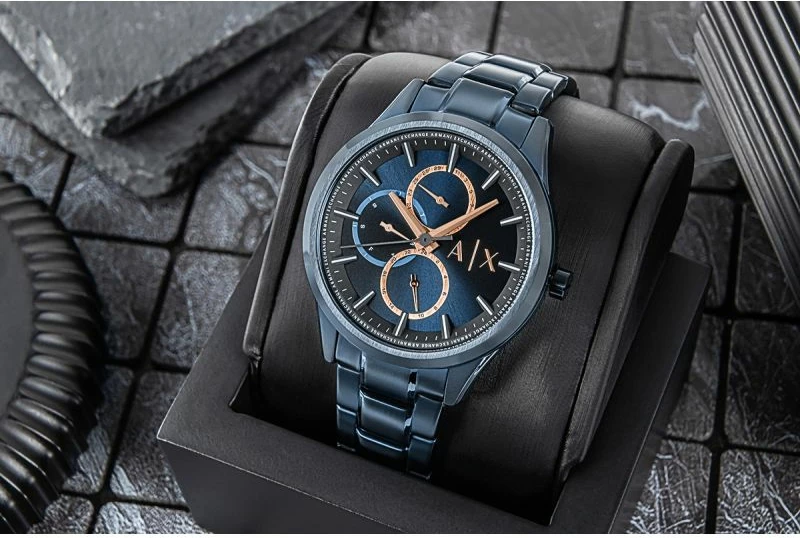 Orë dore për meshkuj Armani Exchange, navy blue