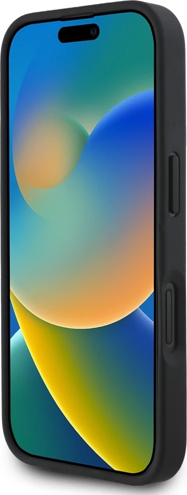 Mbështjellës Guess Grained Roses Big 4G logo për iPhone 16, i zi
