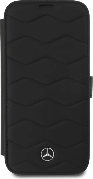 Mbështjellës Mercedes MB Waves për iPhone 16 Pro Max, lëkurë, zi