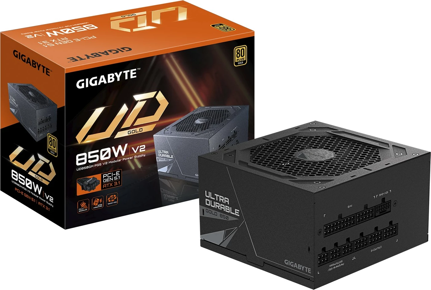 Kasë Gigabyte UD850GM PG5 V2, 850W, 80 PLUS Gold, e zezë