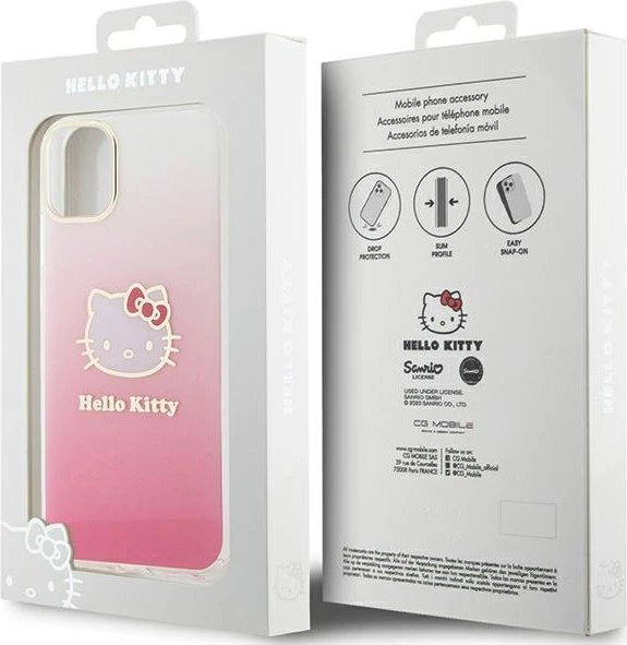 Mbështjellës Hello Kitty IML Gradient Electrop Kitty Head për iPhone 11/XR, Rozë