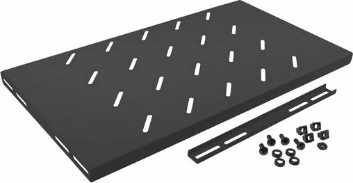Raft për kabinet 19\" Lanberg AK-1001-B, 1U, 450 mm, ngarkesë deri 120 kg, i zi