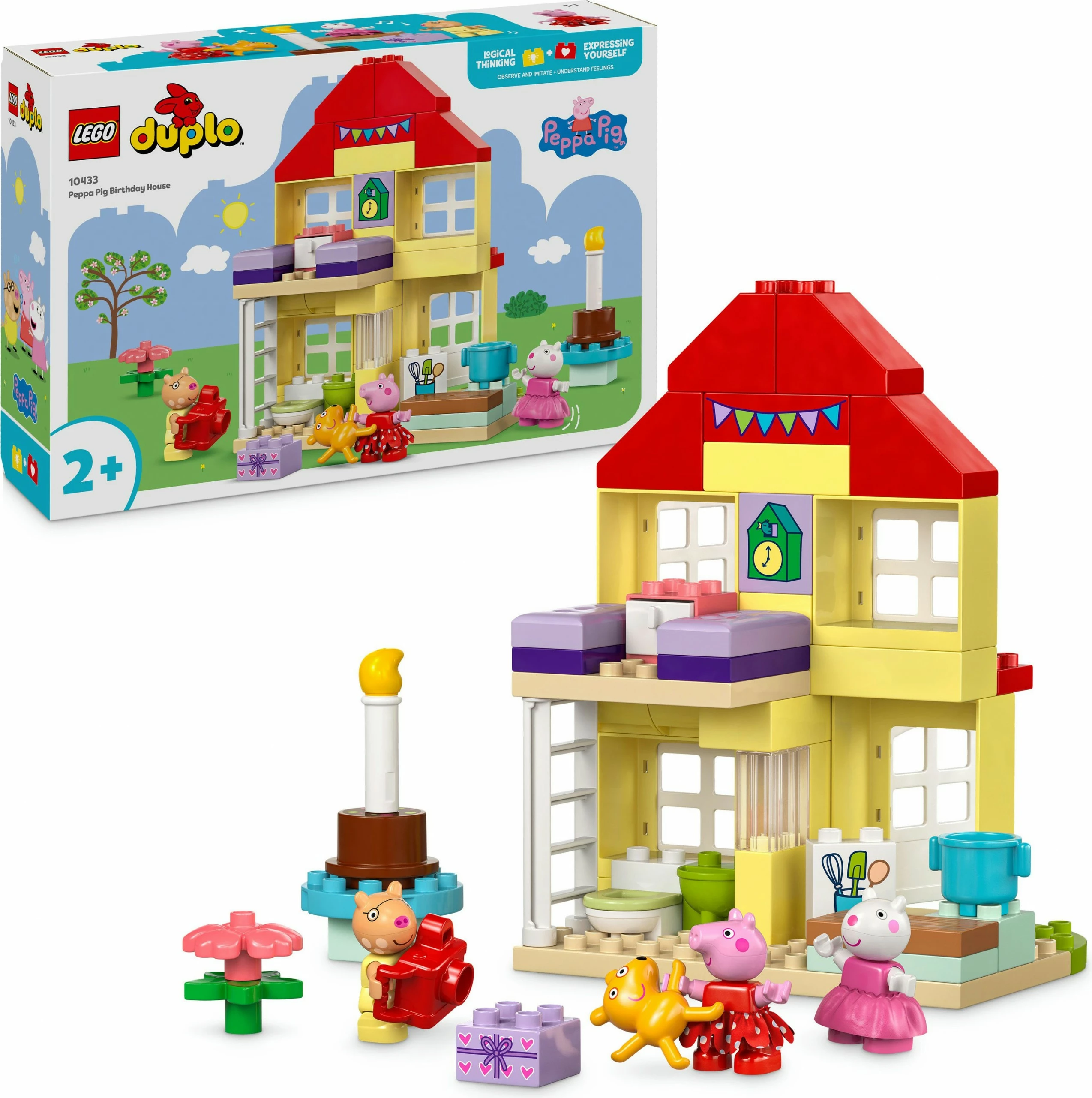 Set ndërtimi LEGO DUPLO 10433 Peppa Pig Birthday House, 59 pjesë, multikolor