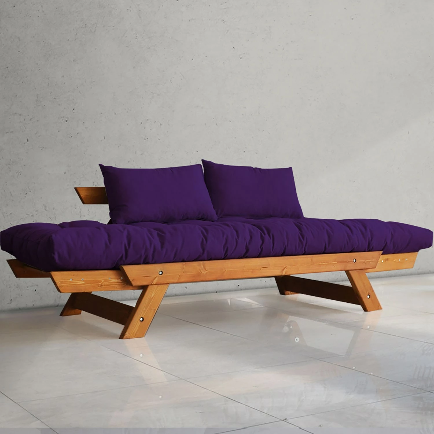 Divan kopshti dy ulëse, ngjyrë teak dhe e purpurt, Skye Decor, CPT8127-210